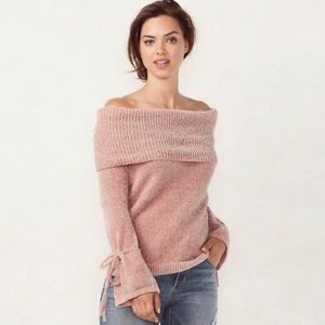 Lauren Conrad Pink Off Shoulder Chenille Sweater